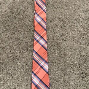 Tommy Hilfiger Coral and Navy Plaid Tie
